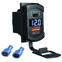 Paneluttag med 1st USB A, 1 stk USB C, voltmeter, 12-24V